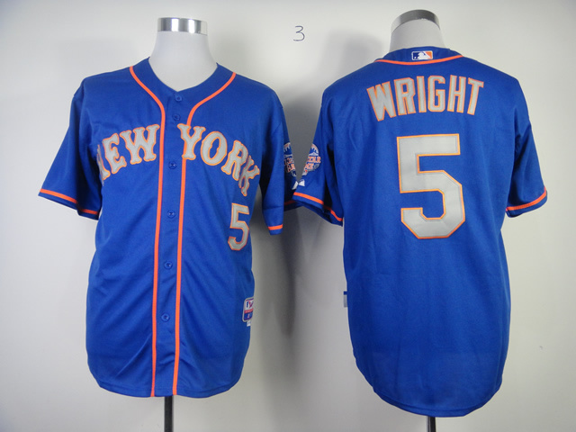 Men New York Mets 5 Wright Blue MLB Jerseys
